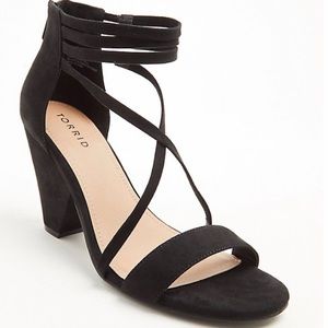 Torrid Black Faux Suede Strappy Heel Sandal - 9W